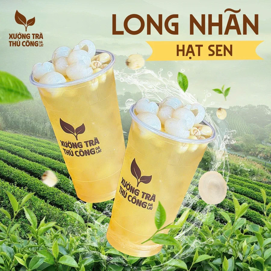 Poster Trà sen long nhãn trong thực đơn của Xưởng