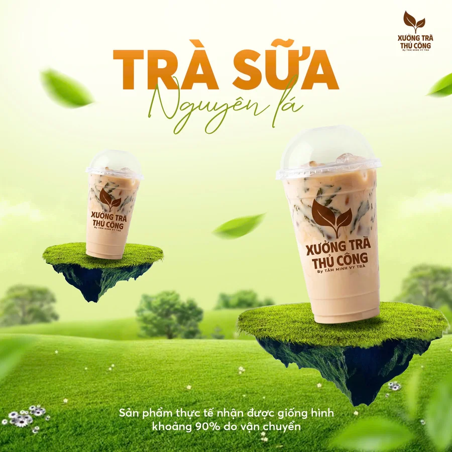 Poster Trà sữa nguyên lá Xưởng Trà Thủ Công